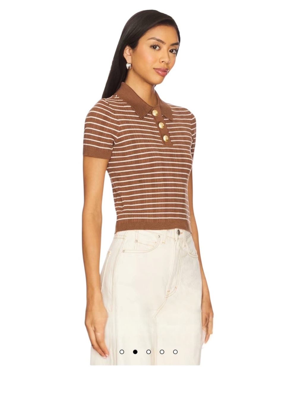 Lovers and Friends Camelia Stripe Short Sleeve Polo. - Picture 2 of 12